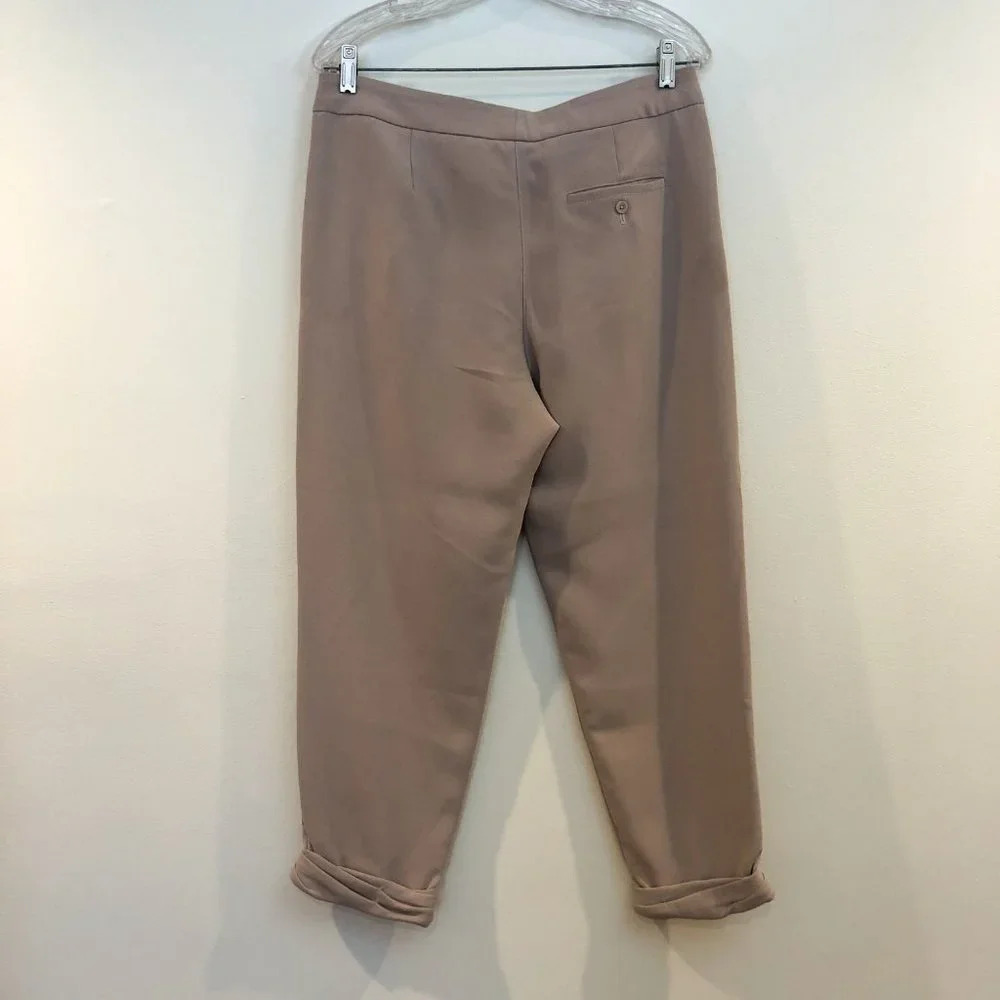 Wilfred Paperbag Cropped Polyester Silk High Waist Cream Tie Waist Dress Pants 6 - Picture 7 of 11